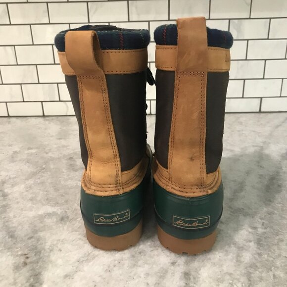 Eddie Bauer Boots Womens Size 8M Green Duck Waterproof Insulated Winter Leather - Picture 4 of 10
